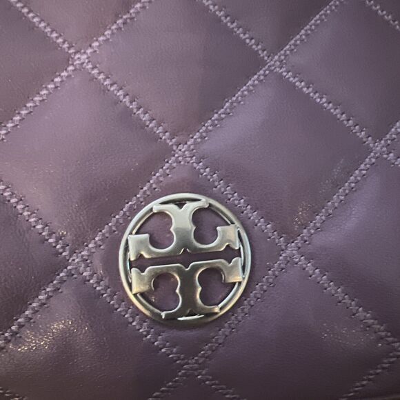 NWT Tory Burch Willa Zip Top Shoulder Bag Quilted Allium Purple with Chain Strap - Picture 6 of 14
